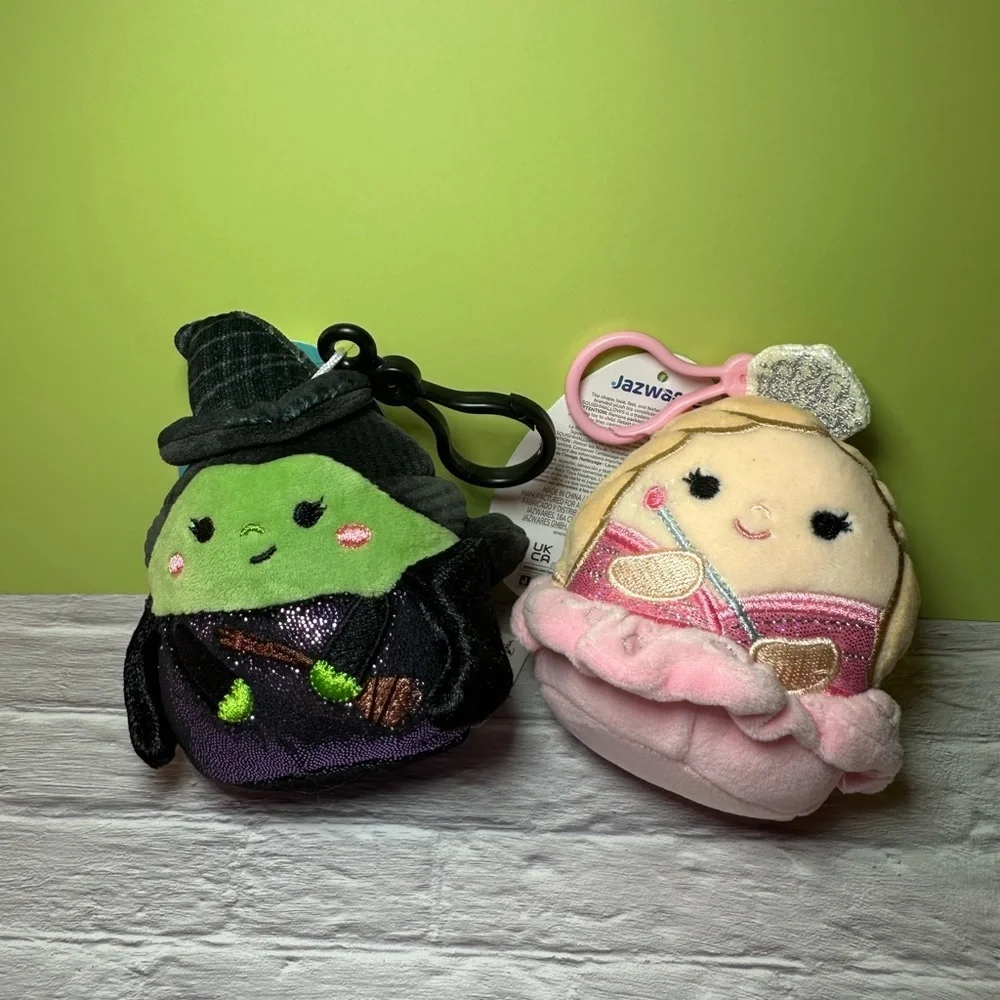Set of 2 Wicked Squishmallow 3.5” Clip charms Glinda & Elphaba NWT